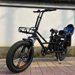 Vélo cargo électrique à longue portée avec double batterie au lithium, cadre en alliage d'aluminium à 7 vitesses <span class=keywords><strong>et</strong></span> siège pour bébé - Product Image 5