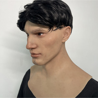 Masque de tête entière en silicone réaliste pour homme, cheveux bruns, avec barbe, souple et flexible, pour cosplay, mascarade, déguisement