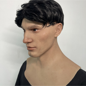 Masque de tête entière en silicone réaliste pour homme, cheveux bruns, avec <span class=keywords><strong>barbe</strong></span>, souple et flexible, pour cosplay, mascarade, déguisement - Product Image 3