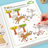 Cahier d'exercices de recherche de différences, versions basique et avancée, livre de puzzle de dessins animés pour enfants, livre d'activités d'entraînement à la concentration, 32 pages