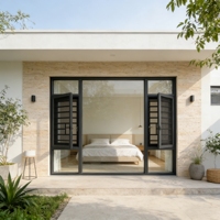 Aomeja Thermisch Gebroken Aluminium Vaststaand Raam Dubbel Glas Low-E Geluidsisolerend Energiebesparend Modern Metalen Gaas Keuken Villa
