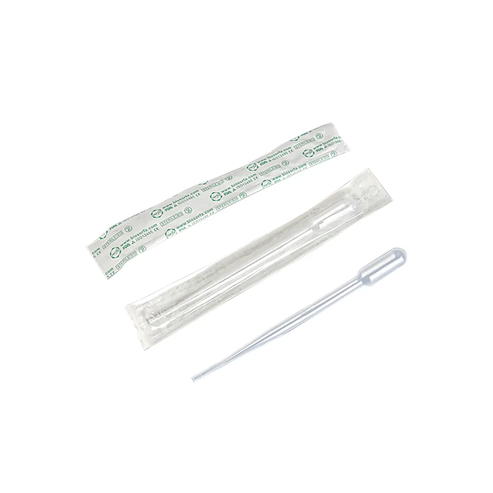 Avvolti singolarmente 3ml Sterile Pasteur pipetta in paglia di plastica Sterile LDPE contagocce facile strappo goccia di plastica usa e getta