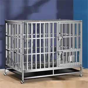 Stainless Steel Dog Cage Kennel With Wheels For Small Dogs English Bulldog French Bulldog Corgi 95#