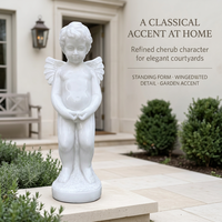 Statue d'ange chérubin en marbre blanc, sculpture classique pour jardin, villa, hôtel, église et décoration intérieure
