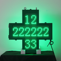 Nuevo Letrero LED Programable para Farmacia, Económico, para Exteriores, SMD, 48 cm, Mini, Color Verde, Cruz de Farmacia