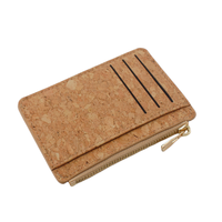 Dompet pria grosir kustom berbahan Gabus alami dengan kantong koin ritsleting tempat kartu minimalis ramah lingkungan unisex