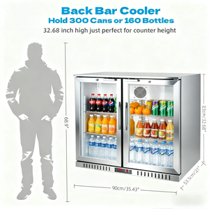 Refrigerador Comercial para Exteriores de Acero Inoxidable, Empotrado, de 2 Puertas, Doble Zona, a Gas, R600a, para Hogar, 300 Latas/160 Litros - Product Image 6