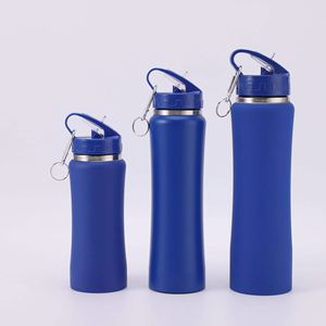 Bouteille isotherme sous vide portable haut de gamme 750 ml (25 oz) avec poignée, revêtement en caoutchouc lisse, impression typographique, thème rétro et couvercle à paille - Product Image 1
