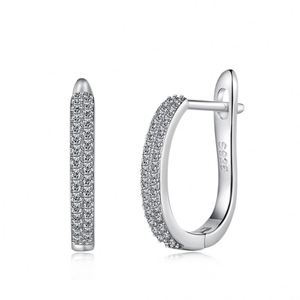 Boucles d'oreilles créoles Dylam Elegance en argent S925 plaqué rhodium, bijoux fins de luxe pour femmes, accessoires de mode, zircone cubique 5A - Product Image 1
