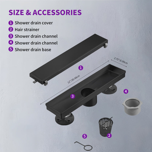 Desagüe de Ducha Invisible de 12 Pulgadas, Acabado Negro Mate, Acero Inoxidable, Inserto para Azulejos, Desagüe de Piso para Fácil Instalación Personalizada en Cuartos Húmedos - Product Image 4