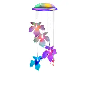 Carillons éoliens solaires Colibri papillon Éléphant Hibou Ange lumière décorative brillant couverture blanche