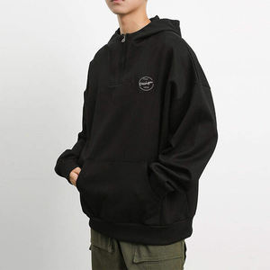New Arrival Custom Screen Print 310 Gsm <b>Fleece</b> Fabric Soft Sport Pullover <b>Men's</b> Loose <b>Quarter</b> <b>Zip</b> Combed Cotton Hoodie - Product Image 6