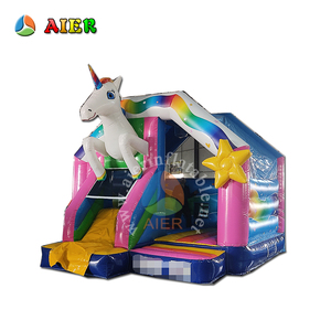 Castillo Inflable de Unicornio Arcoíris de Alta Calidad con Tobogán <span class=keywords><strong>para</strong></span> Niños, <span class=keywords><strong>para</strong></span> <span class=keywords><strong>Alquilar</strong></span> o <span class=keywords><strong>para</strong></span> <span class=keywords><strong>Fiestas</strong></span> - Product Image 1