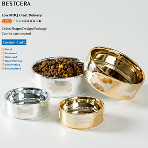 Tigelas de cerâmica galvanizadas para animais de estimação, novas tigelas personalizadas de fábrica para alimentação de cães e gatos e tigelas de água - Product Image 1