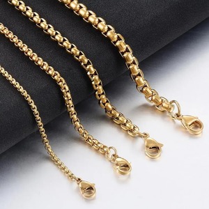 Collier en acier inoxydable, étanche, chaîne ronde couleur or, bijoux cadeau pour hommes et femmes, largeur 2mm-5mm - Product Image 4