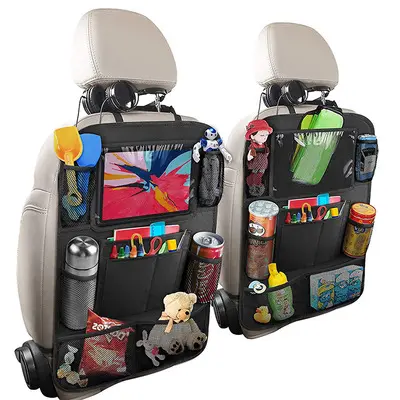 Cheap hanging travel storage bag multifunctional car seat back storage bag with tablet holder durable car storage organizer pack