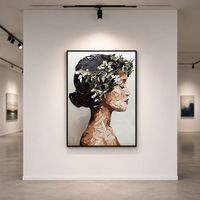 Impasto Still Life Woman Profile Canvas Wall Art Hand-Painted Palette Knife Textured Art Deco Hanging Aluminum Frame Decor