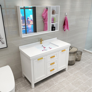 Mueble de Baño de Cerámica de Alta Calidad con Diseño Moderno y Fácil Limpieza, Montado en la Pared, con Espejo Iluminado y <span class=keywords><strong>Lavabo</strong></span> - Product Image 2
