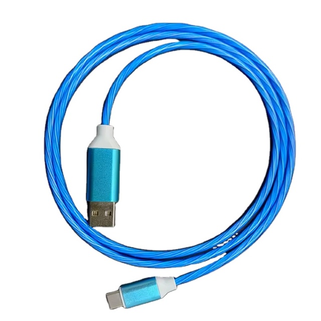 Glowing LED Light Micro USB Type C Charger Braid Charging Wire Cord for Samsung for Xiaomi Mobile Phones Cameras Compatible iPho