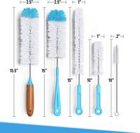 5 pièces Turbo microfibre bouteille brosse nettoyant ensemble biberons bouteilles d'eau pailles gobelets longues brosses de nettoyage