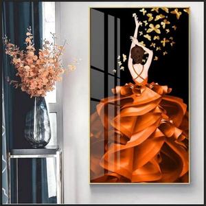 Decoración de Pared Personalizada al por Mayor, Arte Mural de Niña, Pintura en Porcelana de Cristal, Decoración de Pared LED para Sala de Estar - Product Image 2