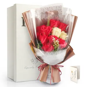 Regalos de boda Regalo de Cumpleaños Rosa perfumada jabón ramo de flores con caja