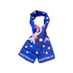 Kualitas tinggi sisi ganda dicetak Australia bendera ringan dicetak tiga rajutan gaya poliester syal 8 "x 60"