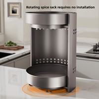 Étagère à épices rotative en métal sur pied, double couche, pour comptoir de cuisine, rangement d'angle pour condiments