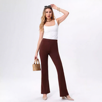 Pantalon évasé taille haute ample et extensible pour femme, coupe décontractée, longueur pleine, en Spandex/Polyester, nouvelle collection été