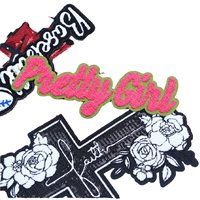 Patch brodé en chenille écologique avec lettres en résine, motif 'Pretty Girl', thermocollant pour sweat à capuche, veste en jean, DIY