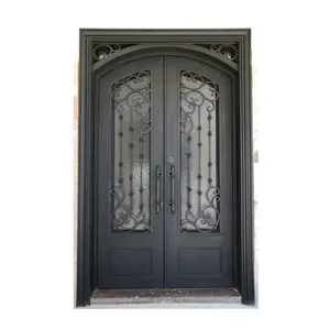 Wholesale custom high quality glass cast iron door grill metal frame