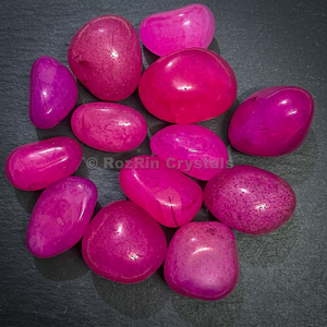 Pink Onyx Gemstone Tumbled Stone Carved with Engraving 18-25mm Size 10-15g <b>Weight</b>-Buy Online - Product Image 3