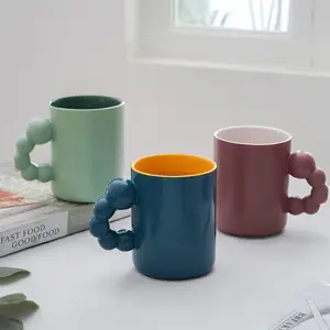 도매 INS 북유럽 세라믹 머그잔 노란색 보라색 14 Oz 컵 Morandi 패션 머그잔 세라믹 컵 San Valentino 선물