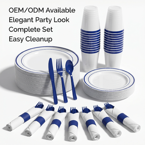 Ensemble <span class=keywords><strong>de</strong></span> vaisselle en <span class=keywords><strong>plastique</strong></span> bleu foncé <span class=keywords><strong>pour</strong></span> fête, remise <span class=keywords><strong>de</strong></span> diplôme, anniversaire, assiettes jetables transparentes avec ensemble <span class=keywords><strong>de</strong></span> <span class=keywords><strong>couverts</strong></span> - Product Image 1
