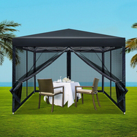 Pavillon de jardin à quatre murs, gazebo manuel, imperméable, PE 110g/m2, durable, autoportant, bras pliable rétractable, amovible