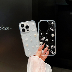 Custodia per <span class=keywords><strong>iPhone</strong></span> 16 in Stile Coreano <span class=keywords><strong>con</strong></span> Perle e Cuore Glitterato, Trasparente per <span class=keywords><strong>iPhone</strong></span> 15 Pro Max, 14, 13, 12, 11, Xsmax, 17 - Product Image 2