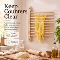 Séchoir à pâtes mural en bois massif, 10 barres, séchoir à nouilles en bois, OEM ODM personnalisé pour rangement de cuisine, vente en gros