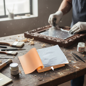 Marco <span class=keywords><strong>de</strong></span> Hoja <span class=keywords><strong>de</strong></span> Plata Plateada, 25 Piezas/Cuaderno para Manualidades Metálicas, Decoración <span class=keywords><strong>de</strong></span> Muebles, Arte en Marcos, 14*14cm, Lámina Plateada - Product Image 1