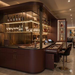 VIQ MDF with Laminate/PU Finish Residential Use Modern Wooden Bar <b>Cabinet</b> High Quality Bar Furniture For Luxury Room Concept - Product Image 3