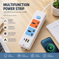 Enchufe múltiple universal de 2 tomas con 1 puerto USB-C y 2 USB-A, 10A 2500W, interruptor maestro, blanco, venta al por mayor