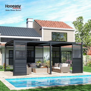 <span class=keywords><strong>Pergola</strong></span> bioclimatique en aluminium Hooeasy pour l'extérieur, avec stores pare-vent, écran d'intimité et volets coulissants pour portes. - Product Image 5