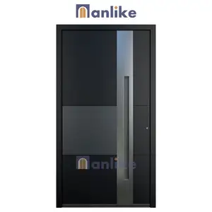 Anlike seguridad aluminio Metal exterior seguridad principal impermeable negro moderno Simple frente China puertas para el hogar