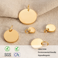 Pendentifs Breloques Ronds Vides en Acier Inoxydable Plaqué Or 18K, Étanche, Personnalisables par Gravure, pour Fabrication de Bijoux en Gros