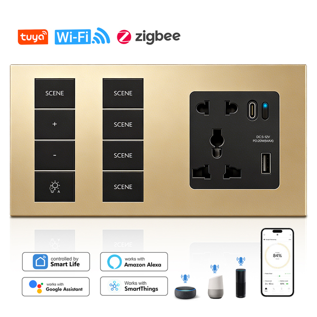 Smart Mechanical Switch With Tactile Push Button Feedback WiFi Zigbee Compatible With Tuya Alexa for Industrial Chic Style Home