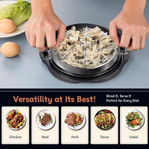 Outil de déchiquetage de viande de poulet BBQ Upgrade Pro Twist avec poignées, grande machine manuelle ronde transparente pour déchiqueter les poitrines de poulet - Product Image 4
