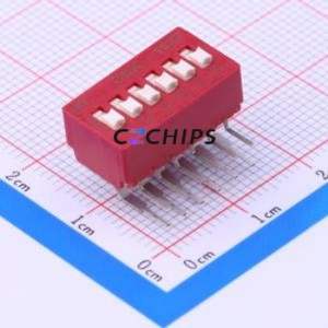 BD06AV DIP Switch Through hole Component (THT) Switch Flat Toggle, Raised Type Single Pole Single Throw 6 PC Pin - Product Image 1