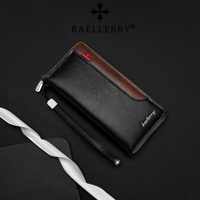Dompet Pria Baellerry Panjang Baru RFID Dompet Bisnis Multi-slot dengan Ritsleting Kontras Warna Berkualitas Tinggi Dompet Berkapasitas Besar untuk Pria