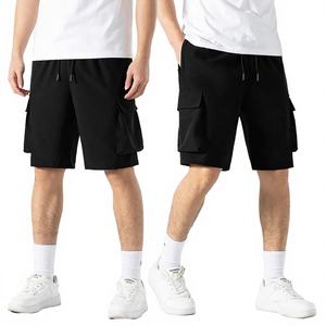Pantalones Cortos Cargo Casuales de Verano para Hombre, Cintura Baja, Corte Holgado, con Múltiples Bolsillos, Color Sólido, Tejido Transpirable y de Secado Rápido - Product Image 3