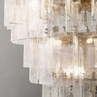 Lustre Moderne Linéaire en Verre Rectangulaire Long pour Cuisine, Salle à Manger et Villa – Suspension Tambour Superposée