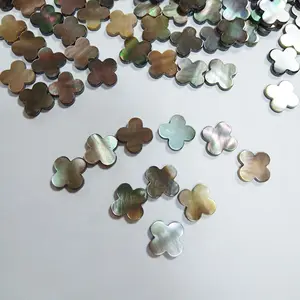 Top Quality Grey Shell Four Leaf Clover Mother of Pearl Shell Lucky Loose Stone for Jewelry